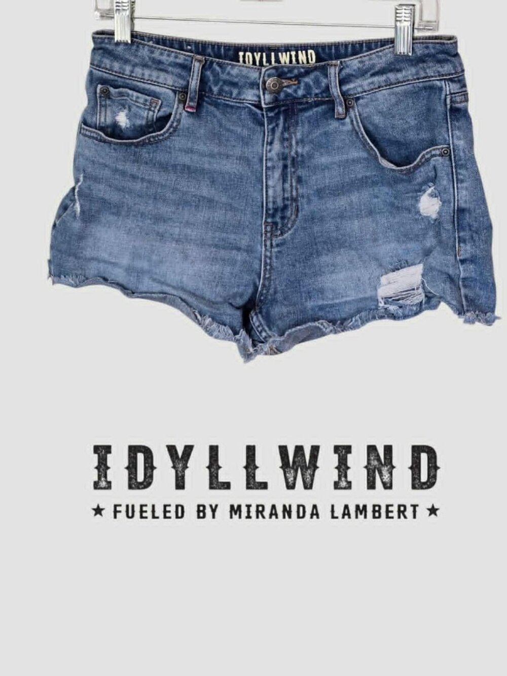 IDYLLWIND  by Miranda Lambert High Rise  Frayed Raw Hem Denim Shorts Womens 8R